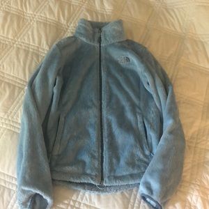 women’s blue north face fuzzy zip up